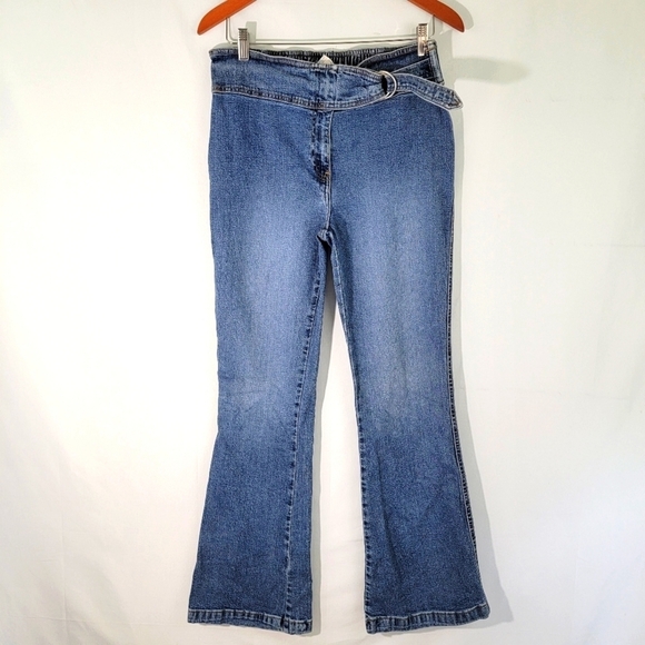 VTG Motherhood Women's High-Rise Flare Jeans Size M Elastic Waist Medium Wash - Picture 9 of 9